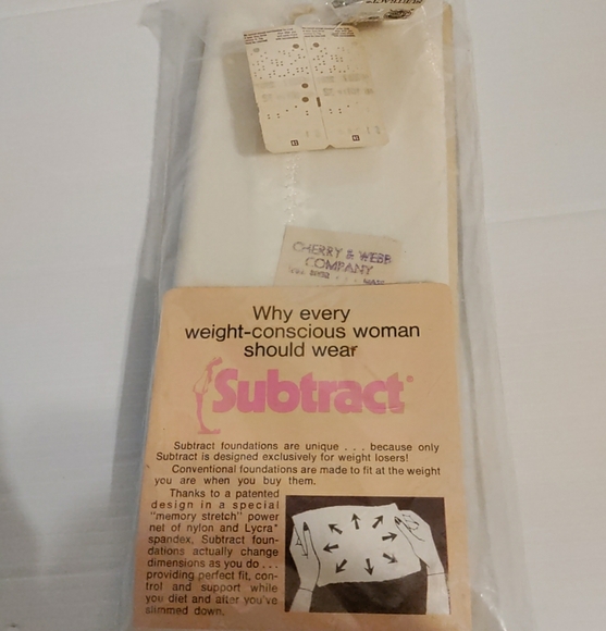 Vintage 1978 SUBTRACT White Pants Liner sz 32 –Firm Control Shapewear Style 2507 - Picture 4 of 7